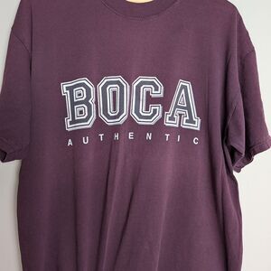 Vintage BOCA T-Shirt Red Large Logo Unisex Size Large 90s Streetwear
